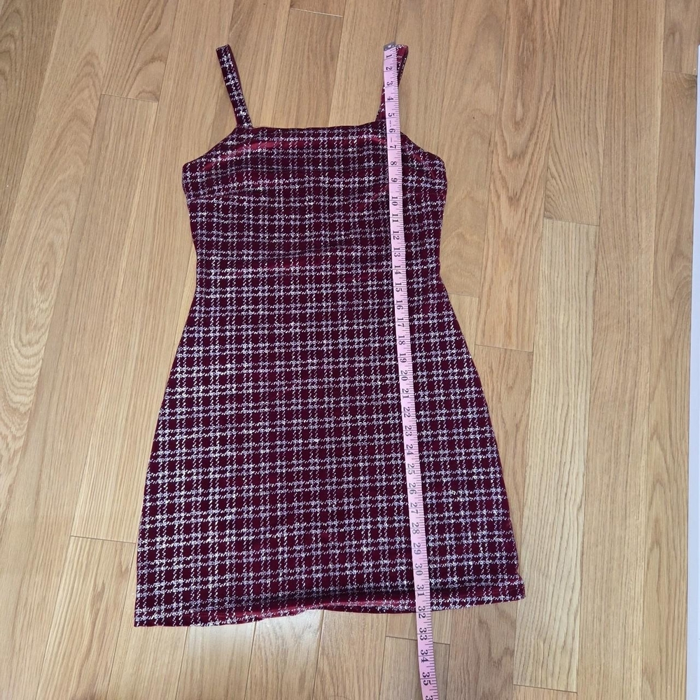 Red Velvet Silver Glitter Plaid Mini Dress -- Altar'd State, Size S - Picture 8 of 8